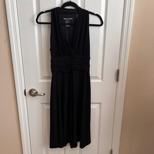 Jones Wear Dress Black Halter Sleeveless Ruched V-Neck Party Dress Size‎ 6